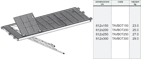 Aluminium plank with trap door and ladder